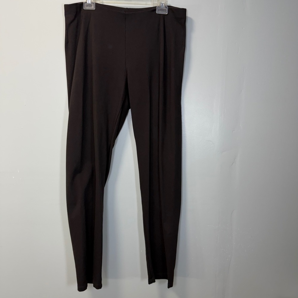 Eileen Fisher Womens Large Black Stretch Knit Slim Ankle Pants Minimalist